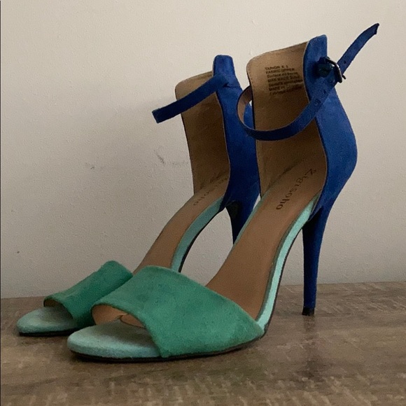 REDUCED! Zigi Soho Blue and Green Suede Heels, 8.5 - Picture 2 of 3